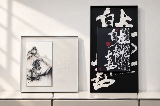 书法与版画 · 组合陈列 · 场景示意