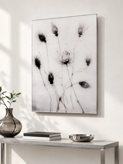 黑白植物影像 · 整体构图 · 完整作品 · 展示示意