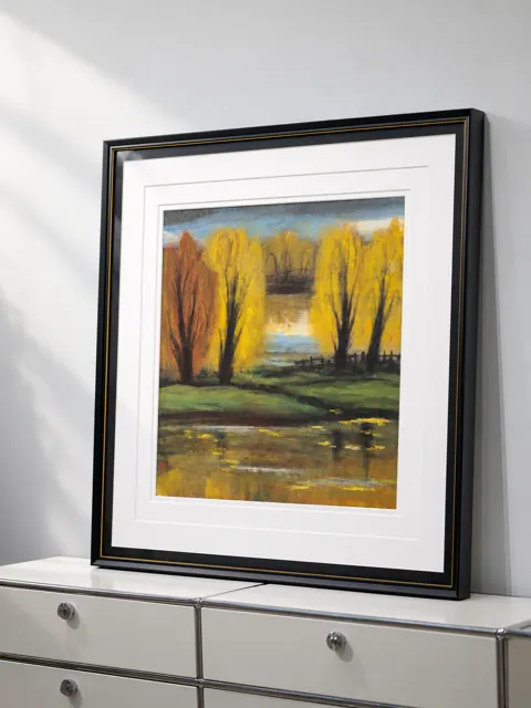 秋色风景作品 · 框体与侧面层次 · 侧向展示示意